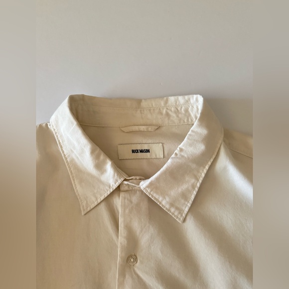 Buck Mason Men’s XXL Off White Draped Twill One Pocket Long Sleeve Shirt Cotton - Picture 3 of 11